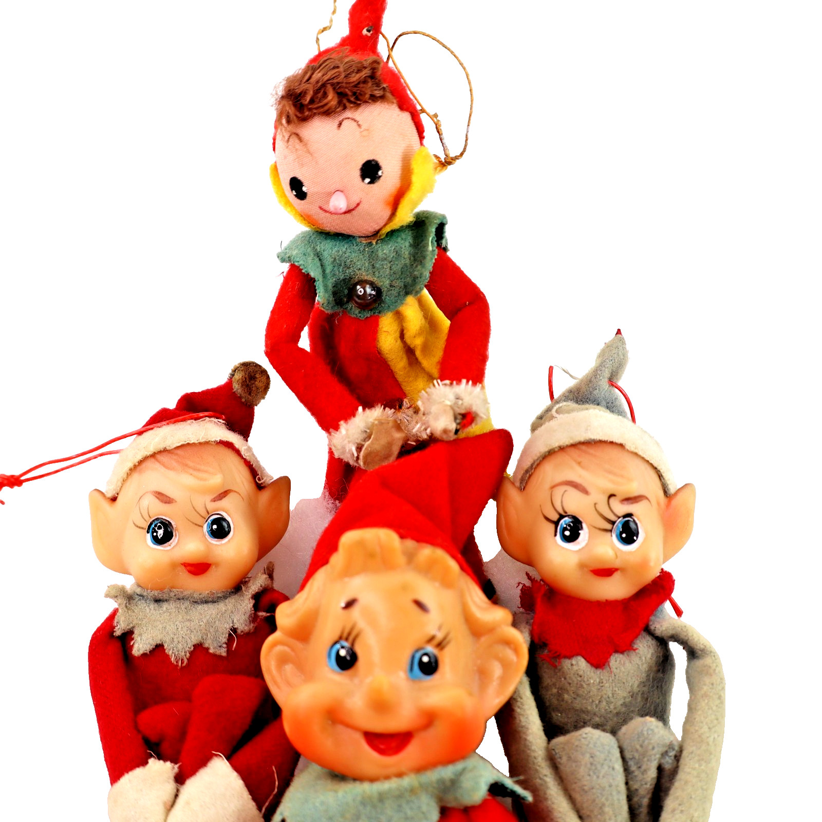 4 Vintage MCM Knee Hugger Elf Lot Ornaments Japan Pixies Elves Shelf Sitters 50s