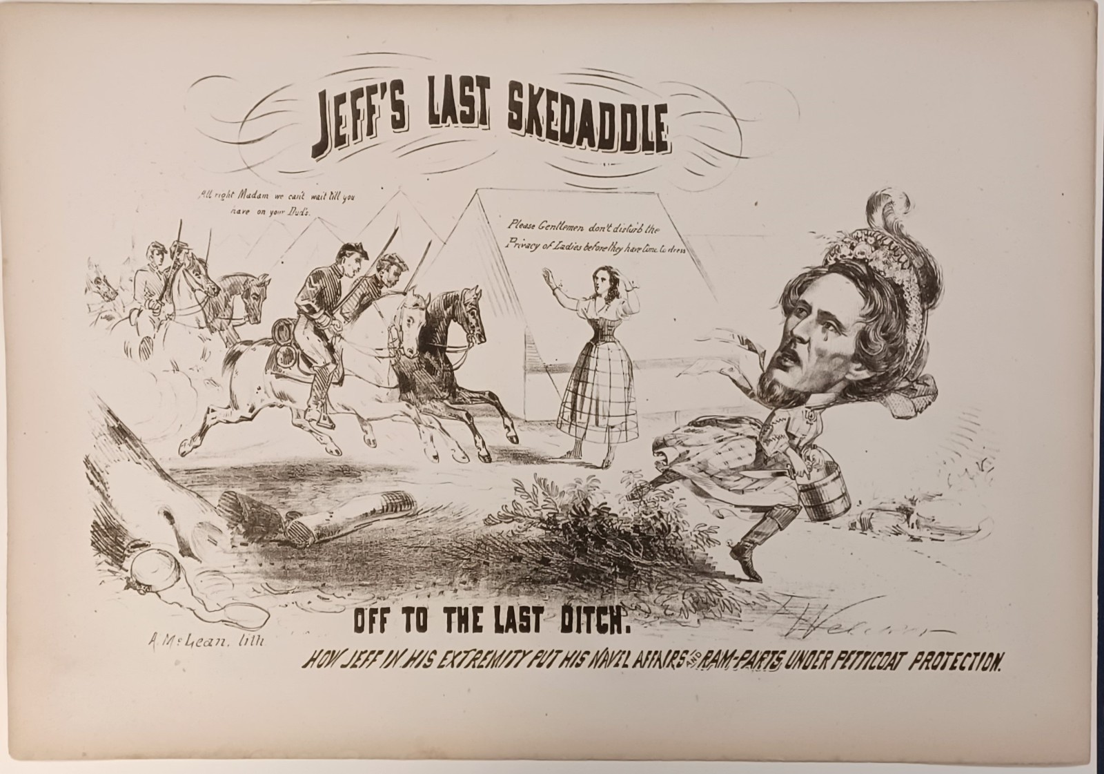 Civil War Capture Jefferson Davis Jeff\'s Last Skedaddle 1865 St. Louis Cartoon