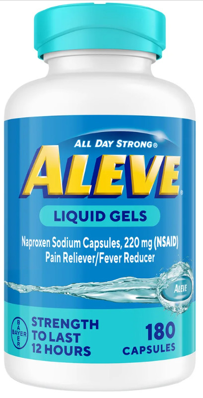 Aleve Naproxen Sodium Liquid Gels 160 Cap, Soft Grip Cap