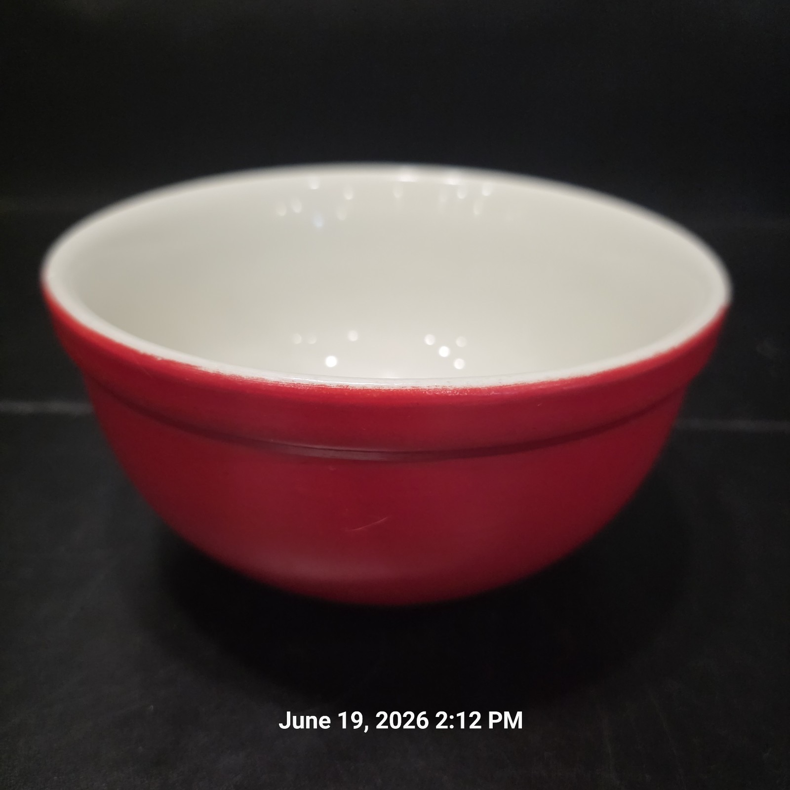 Vintage Hall's Superior Kitchenware Red White Mixing Bowl 6.25