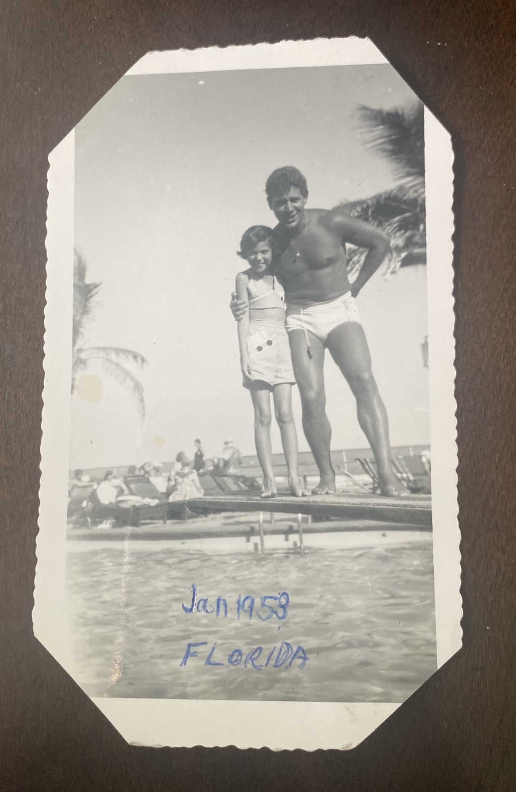 Vintage 1958 Photo Miami Beach Fontainebleau Pool Jewish Lifeguard Star of David