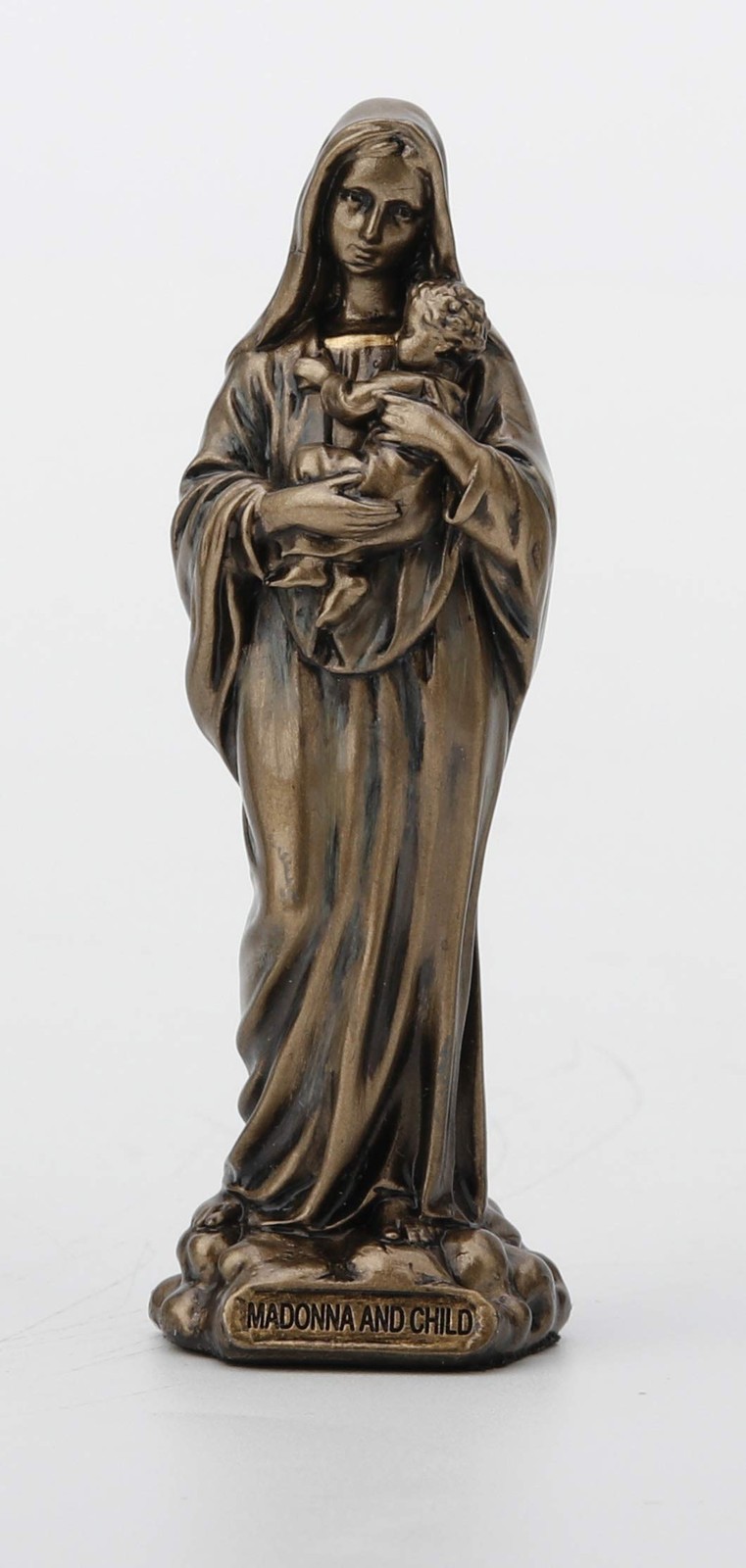 Veronese Design 3 3/8 Inch Madonna and Baby Jesus Virgin Mary Cast Resin, Bronze