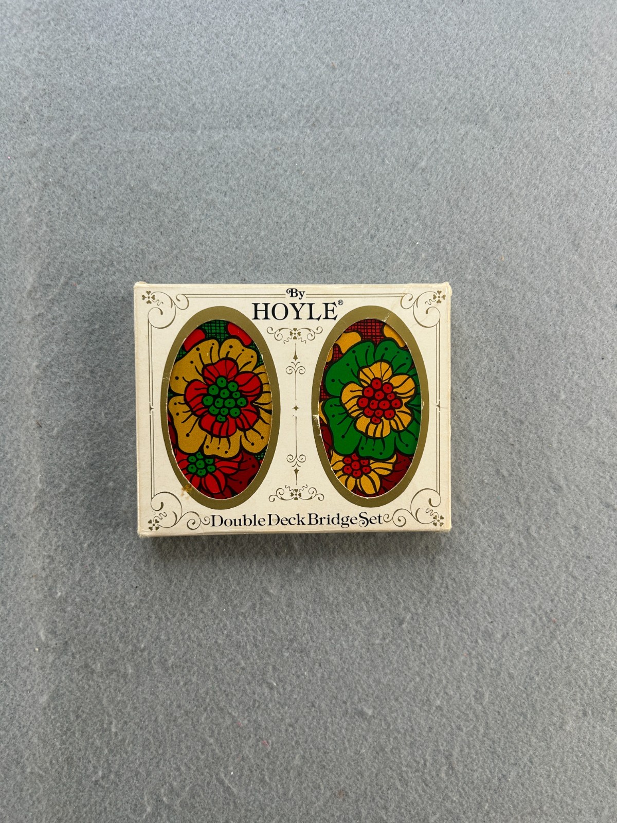 Vintage Hoyle Double Deck Bridge Set Floral Playing Cards Plastic Coated USA Vintage Hoyle Double Deck Bridge Set Floral Playing Cards Plastic Coated USA
