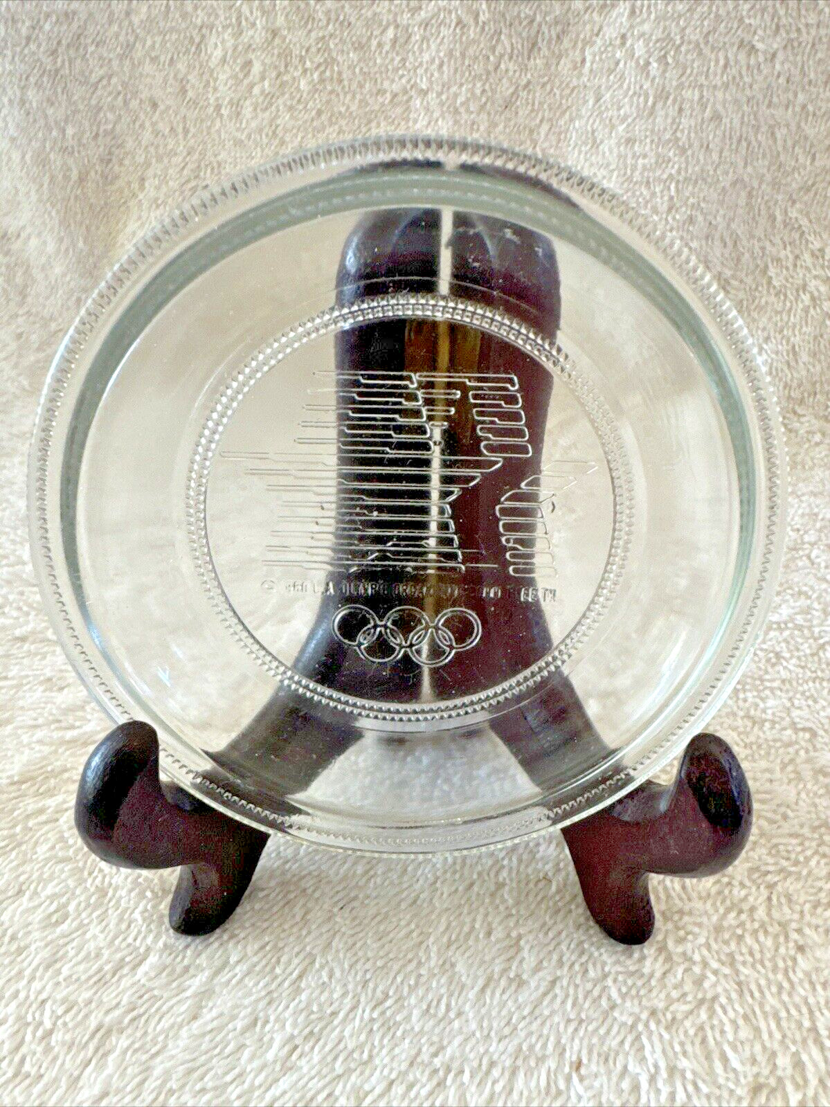 6 - Vtg 1984 Los Angeles Olympics Coasters Clear Nesting Thick Glass Round 1980s