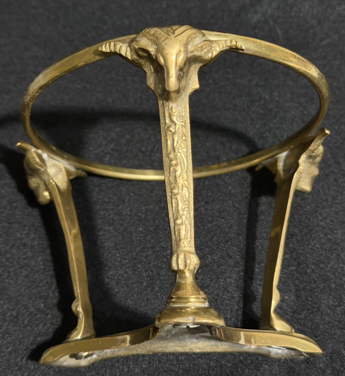 Brass Display Ram Head Plant Stand Bowl Orb Vase Holder Vintage
