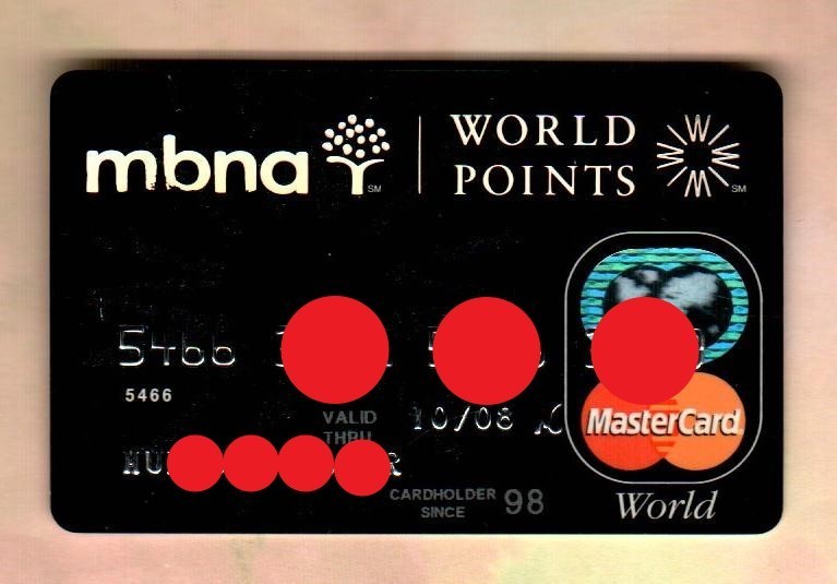 MBNA AMERICA BANK World Points ( 2005 ) Credit Card ( $0 - EXPIRED )