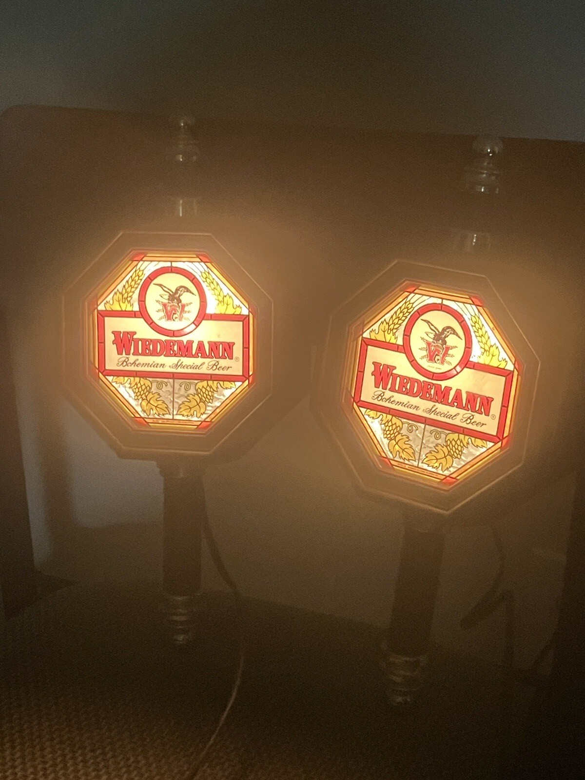 Vintage Wiedemann\'s Beer Plastic Lighted Beer Sign Antique Pair Lot Of (2) 😎