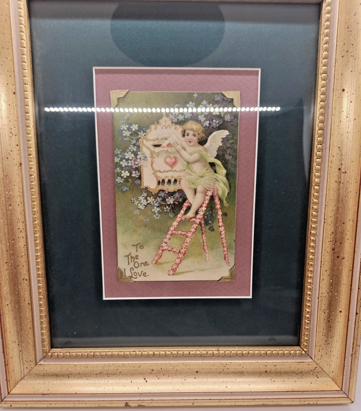 Antique 1910 Valentine Postcard Framed Art \
