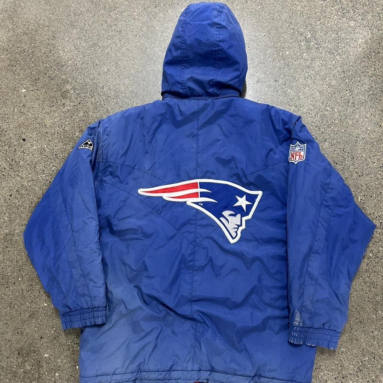 Vintage 90s Apex One New England Patriots Blue Puffer Jacket NFL Size XL