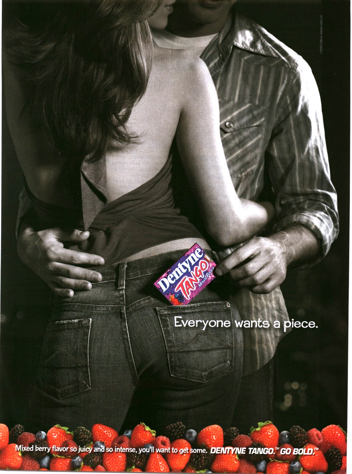 2005 Dentyne Tango Chewing Gum Print Ad Everyone Wants a Piece Mixed Berry Art