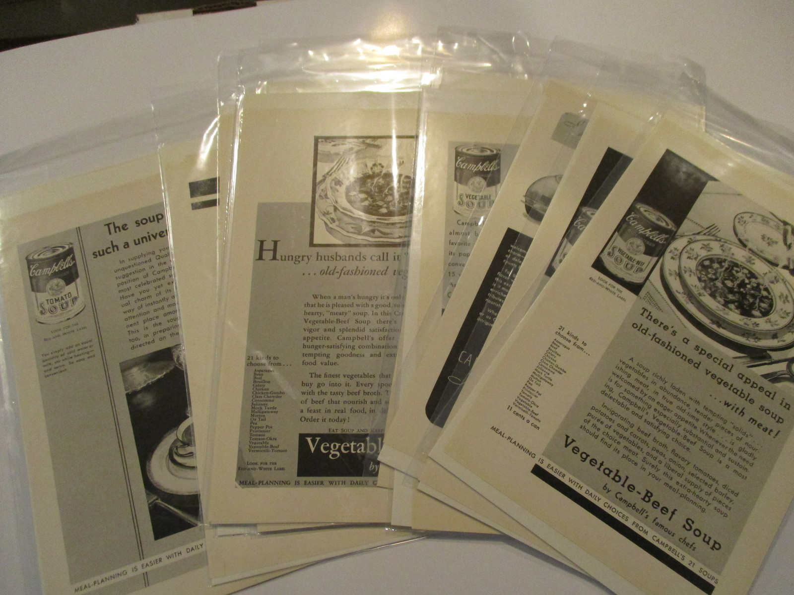 LOT OF 13 VINTAGE CAMBELL\'S SOUP ADS ADVERTISING ORIGINAL