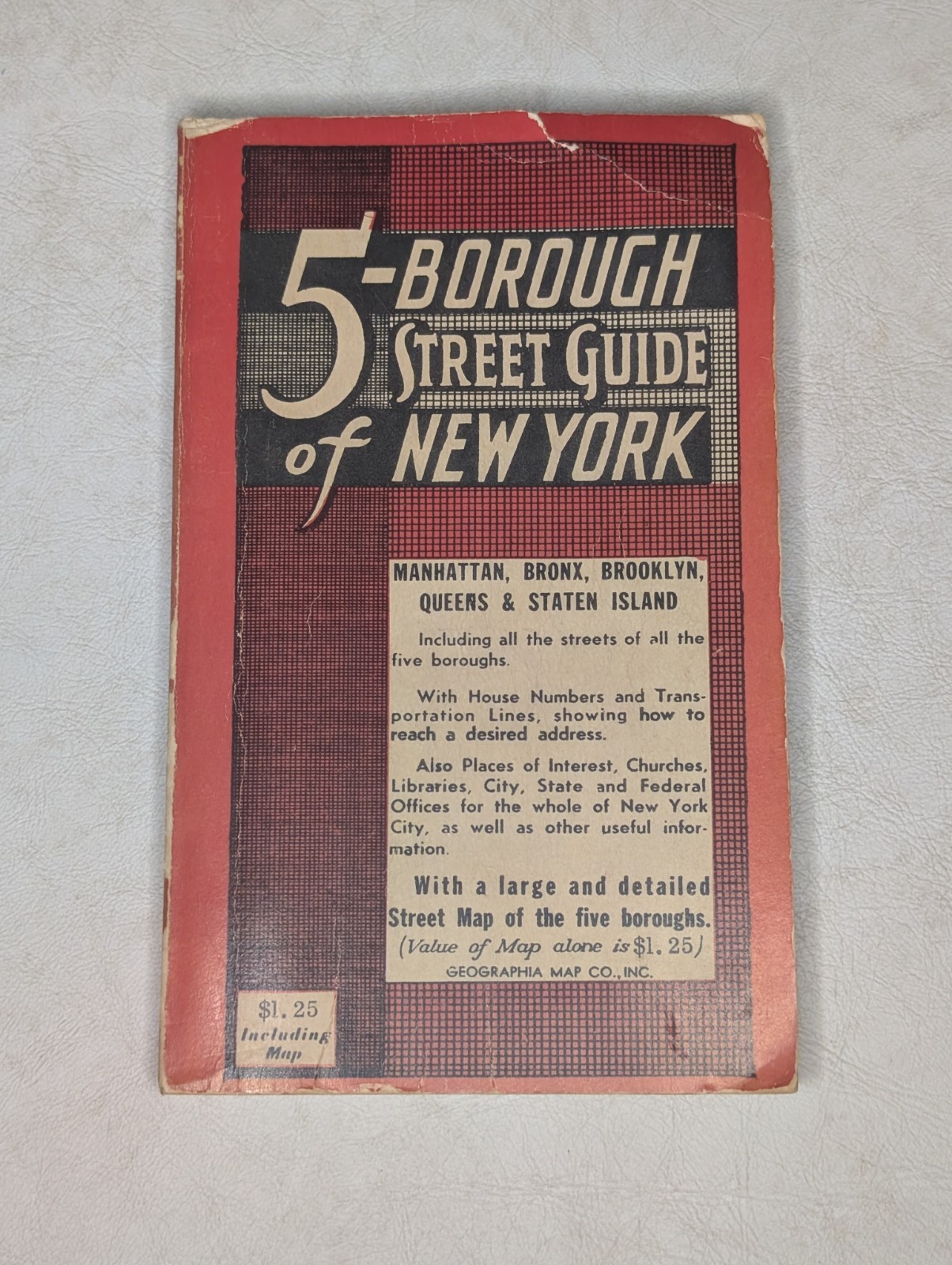 Vintage 5 Borough Street Guide to New York City Geographia co. 1965 NYC guide
