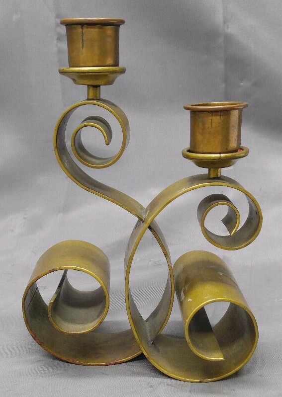 Vintage Handmade Brass SC Double Candlestick Candle Holder Candleholder Vintage Handmade Brass SC Double Candlestick Candle Holder Candleholder