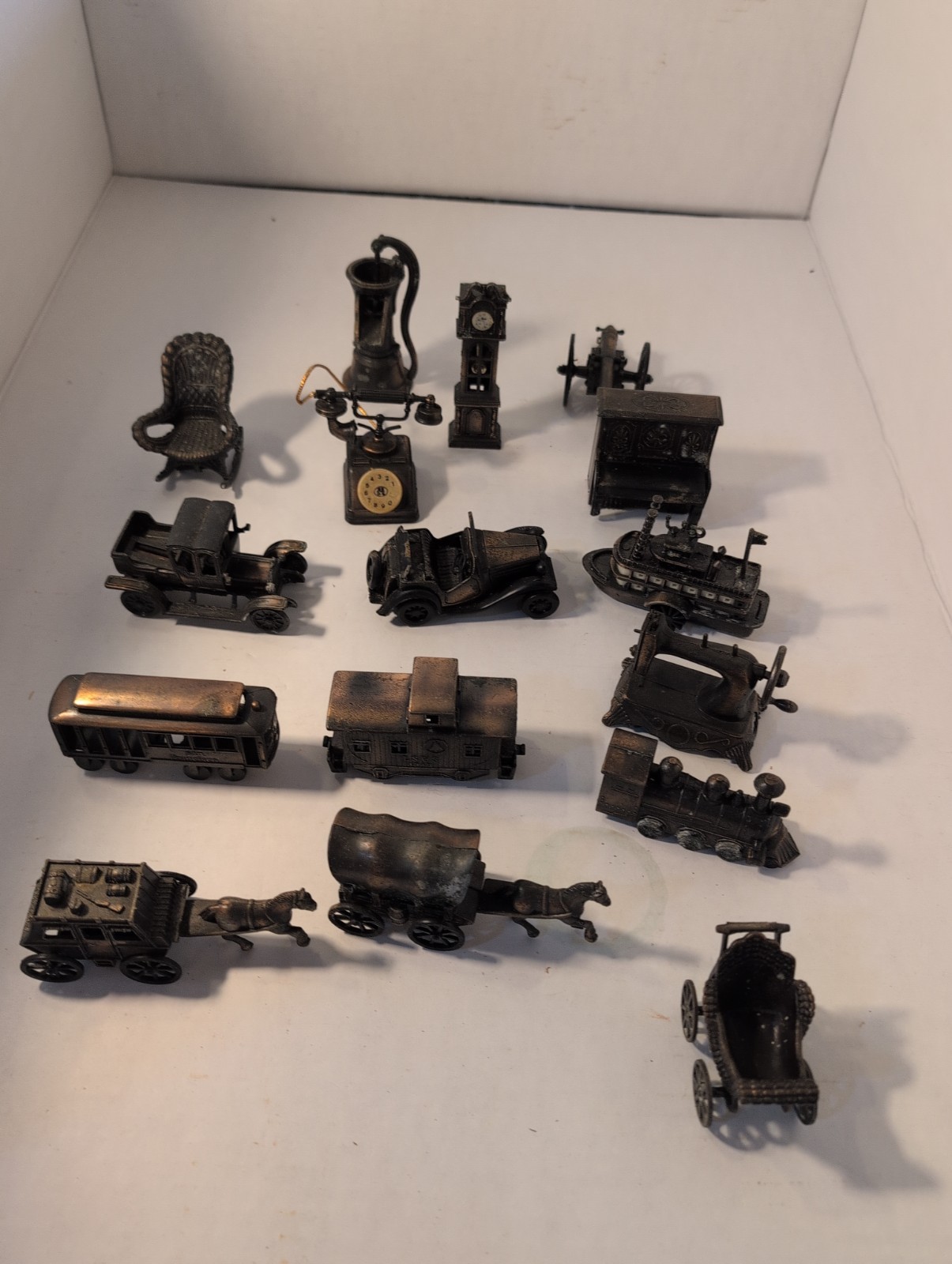 Vintage Die Cast Metal Pencil Sharpener Lot 16 Train Car Baby Carriage Hong Kong