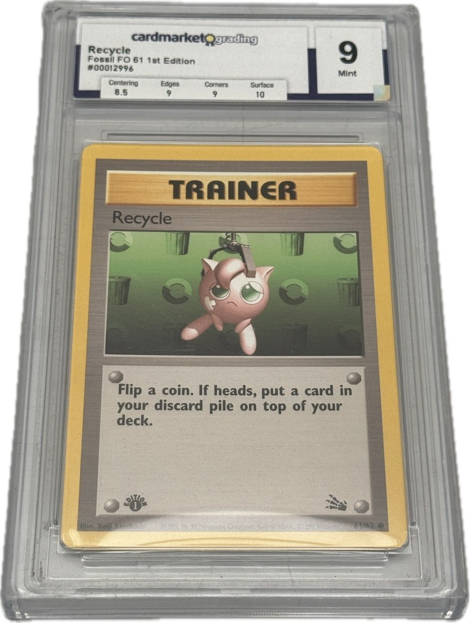 Pokemon Recycle Trainer Fossil FO 61 1st Edition Mint 9 Pokemon Recycle Trainer Fossil FO 61 1st Edition Mint 9