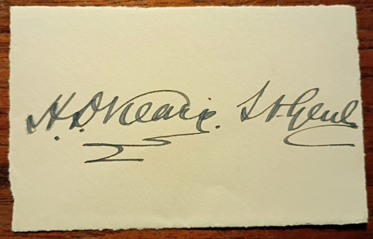 Lt-Gen. H. O'Leary (1868-1934) Autograph ~ Cut Signature w/Inscription
