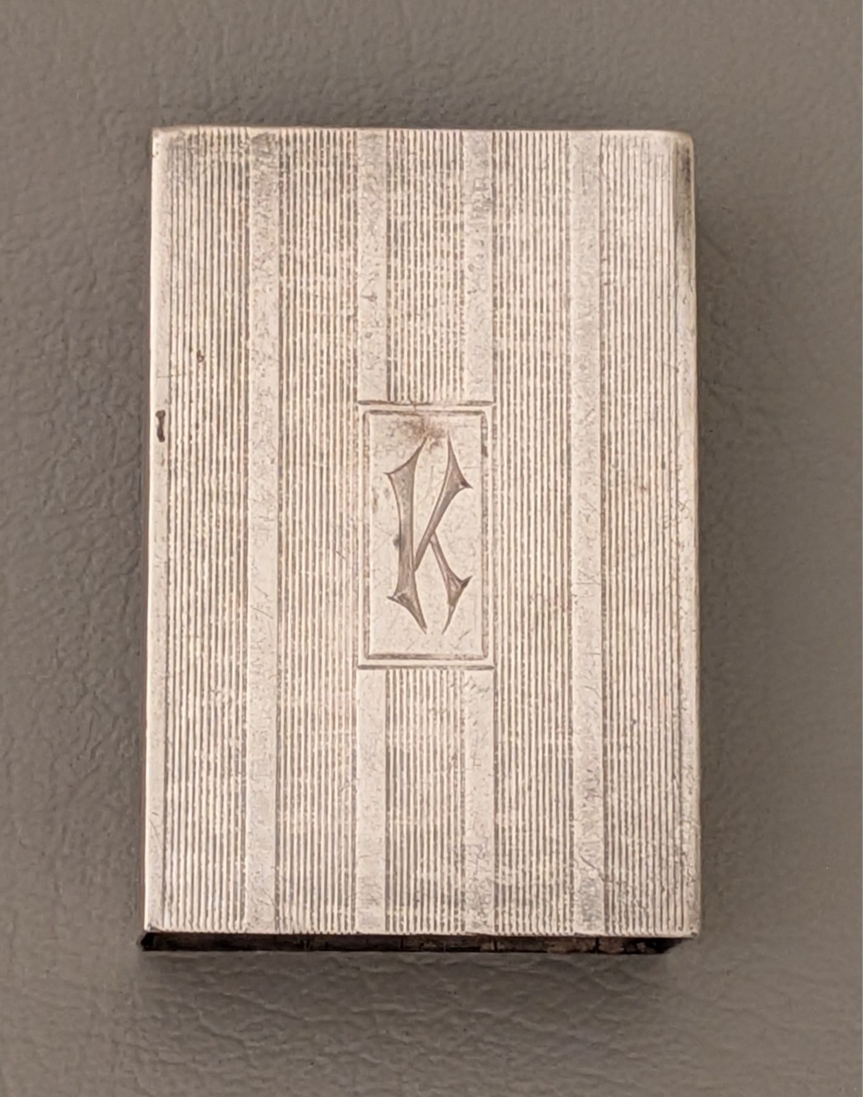 Antique Sterling Match Book Holder Case Monogram K