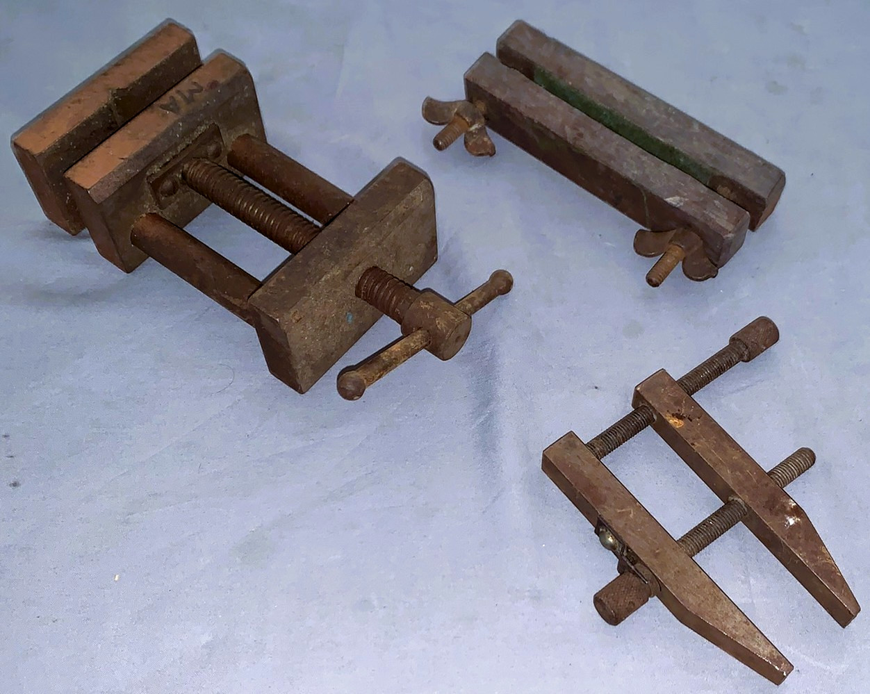 Old BRINK & COTTON #183 Vise Small Metal Clamp & Small Walnut Wooden Clamp Old BRINK & COTTON #183 Vise Small Metal Clamp & Small Walnut Wooden Clamp