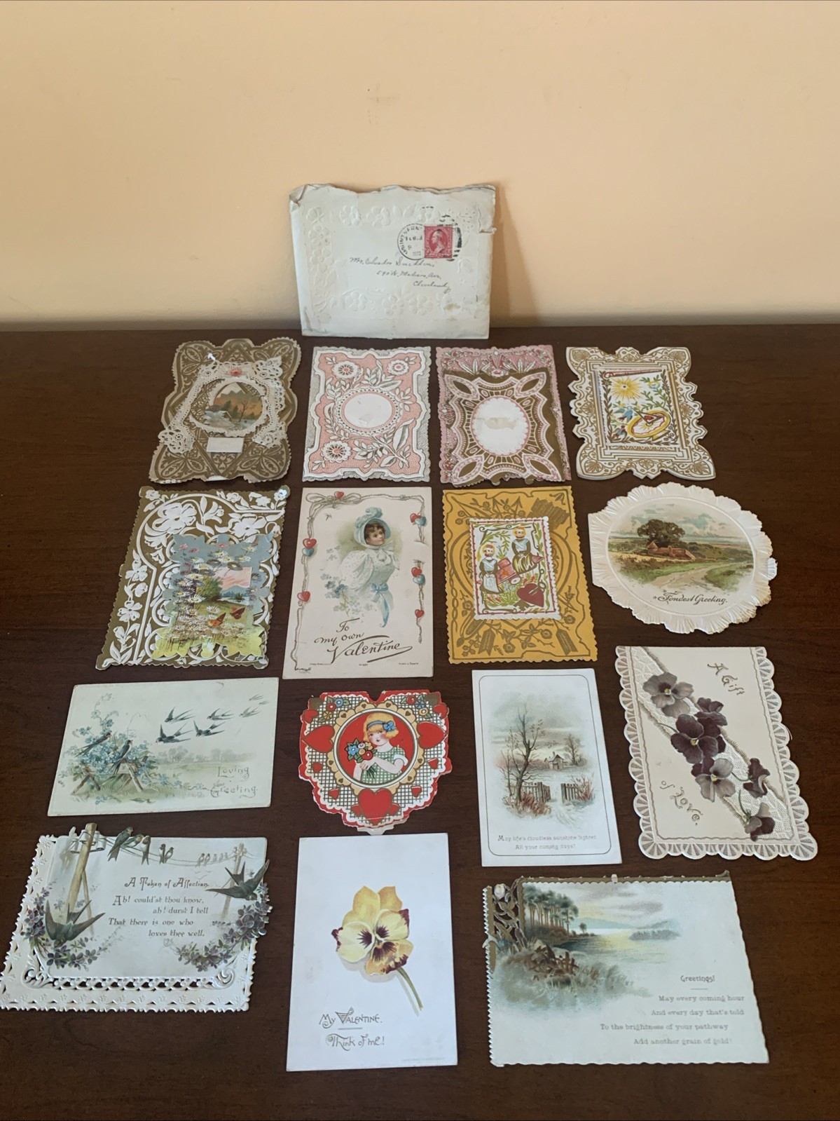 Antique 1893-1901 Victorian Paper Laced Pierced Embossed 15 Valentines Cards OH