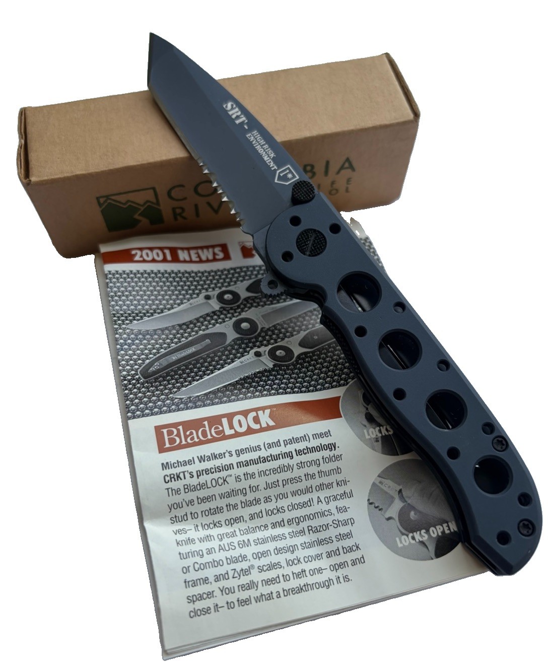 CRKT M16-12LE Kit Carson Law Enforcement Blue AUS-8 Knife NOS NIB Vintage
