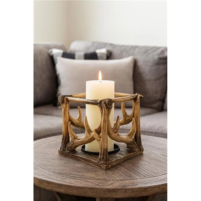 De Leon Collections 14966 Antler Pillar Candle Holder Cozy Pines Collections