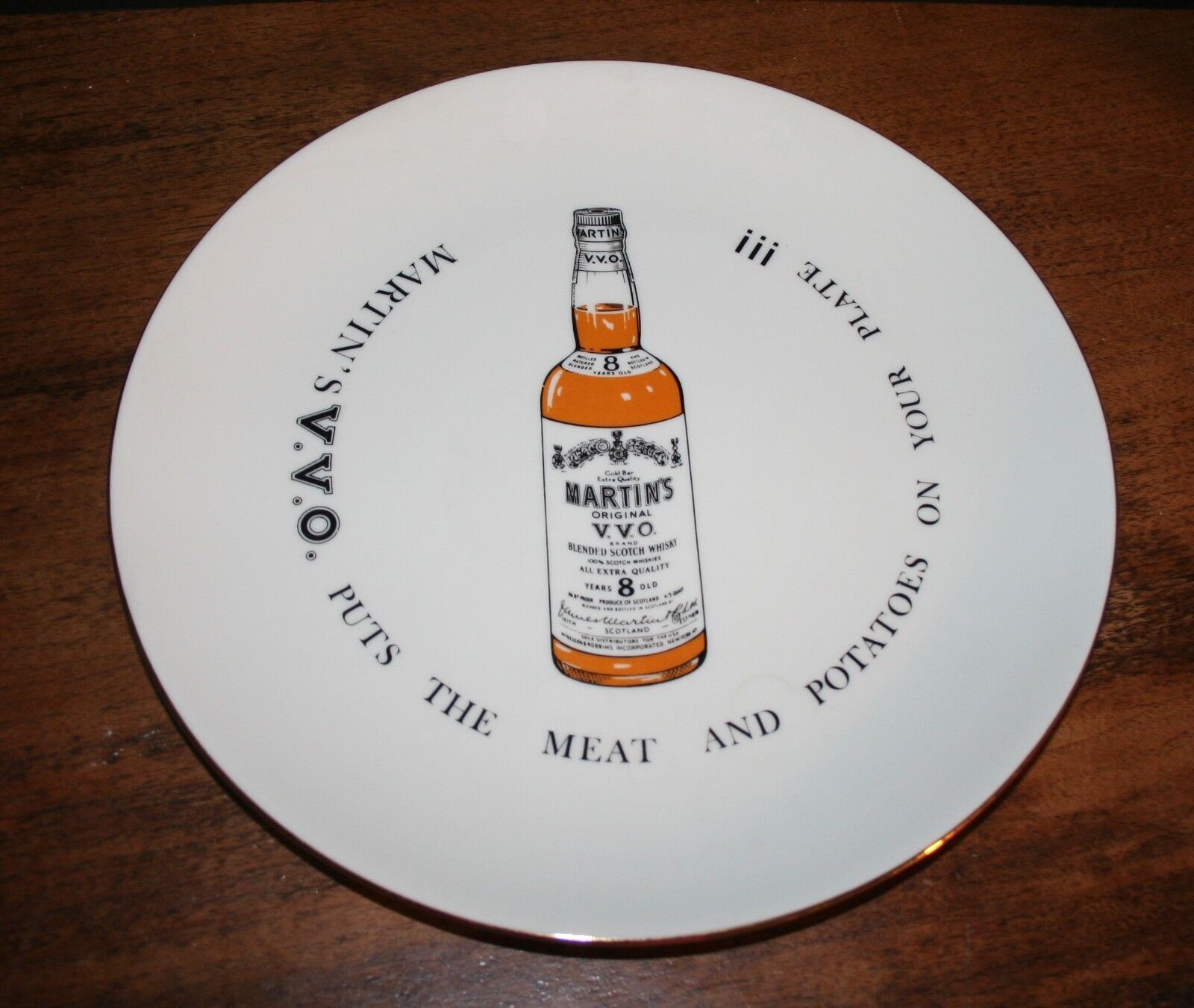 VTG MARTIN\'S  V.V.O. BRAND Serving Platter Plate McKesson & Robbins NM Gold Trim