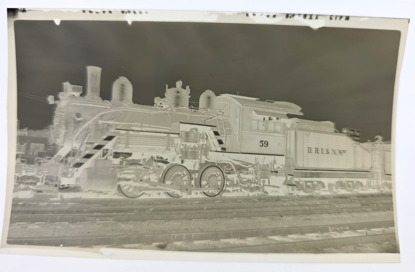Davenport, Rock Island, & Northwestern RR Locomotive #59 0-6-0 Photo Negative