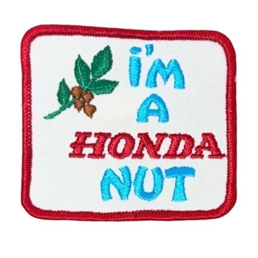 Vintage I\'m A Honda Nut Embroidered Patch Red White Blue Square 3 Inch Accessory