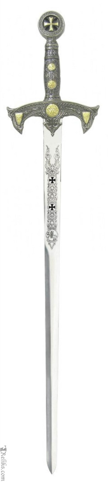 Knights Templar Sword - Silver With Plaque and hardware  Discontinued Item C-94S