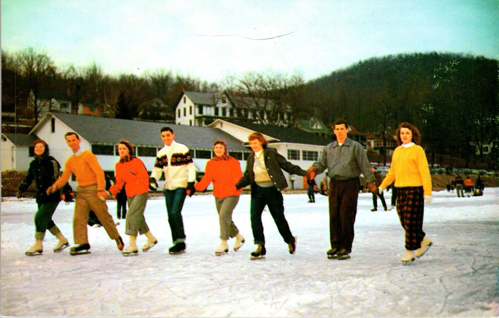 Buttzville New Jersey Mountain Lake Ice Skating Chrome Postcard Unposted
