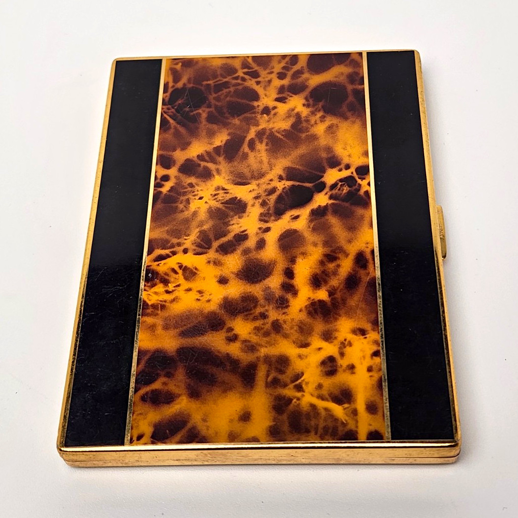 Vintage Colibri Gold Tone Tobacco Cigarette Case Tortoiseshell Pattern