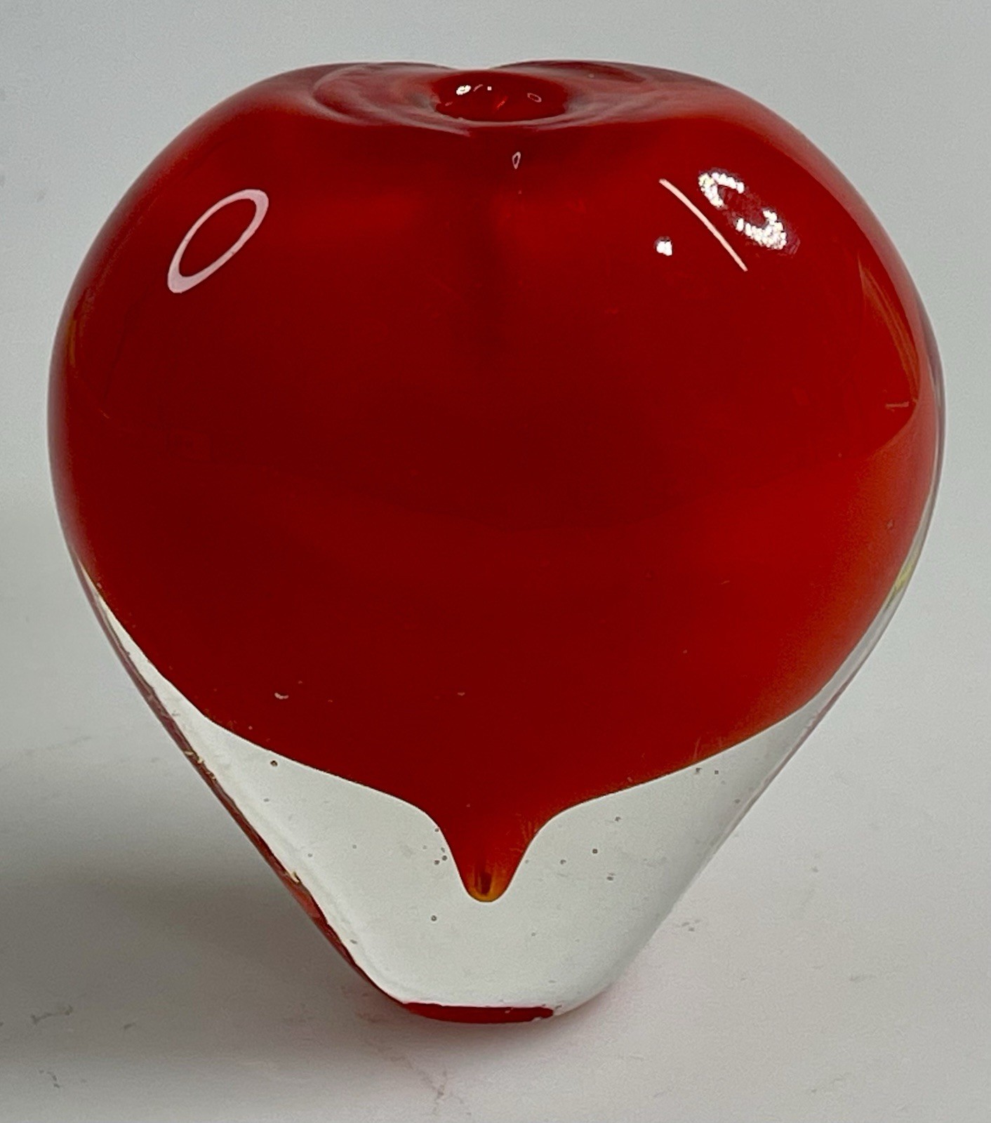 Vintage MCM Art Glass Apple Shaped Orange/Red Paperweight No Stopper Retro