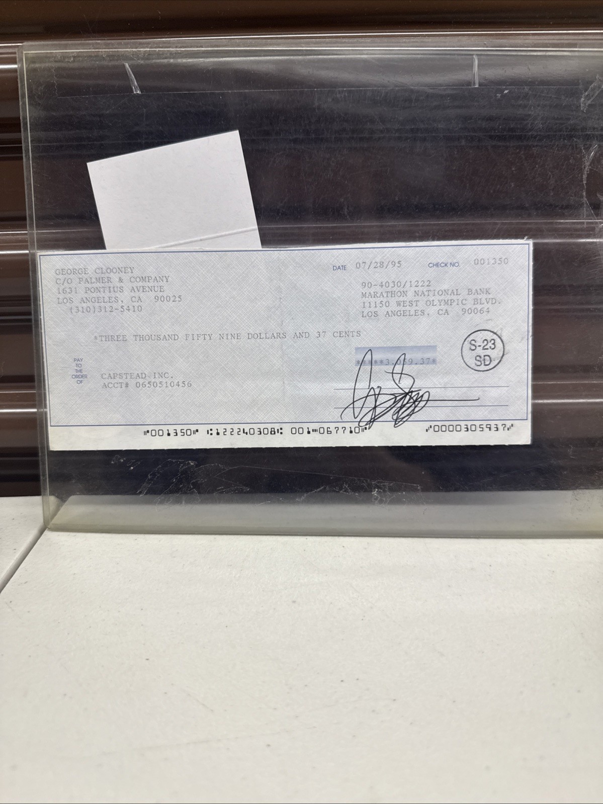 George Clooney Signed Check JSA Authenticated