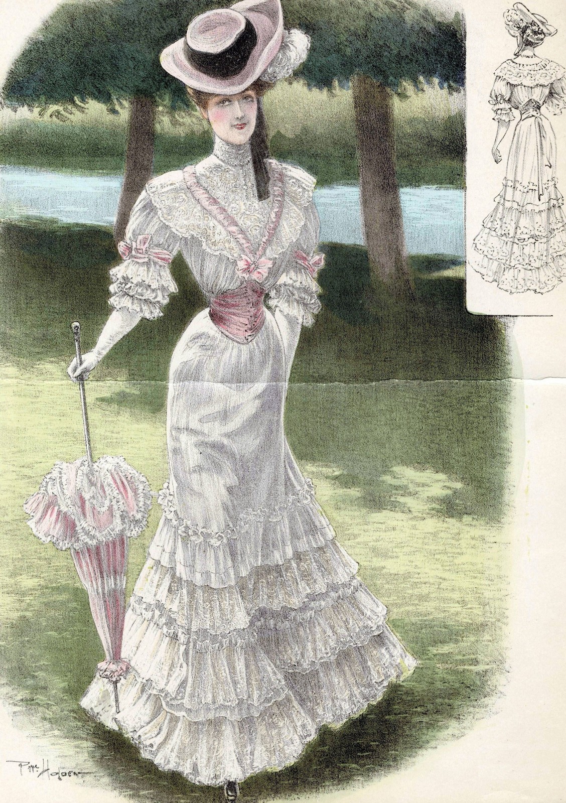 Edwardian Fashion 1905 S-Curve Silhouette Vintage Illustration Photo Reprint Wal Edwardian Fashion 1905 S-Curve Silhouette Vintage Illustration Photo Reprint Wal