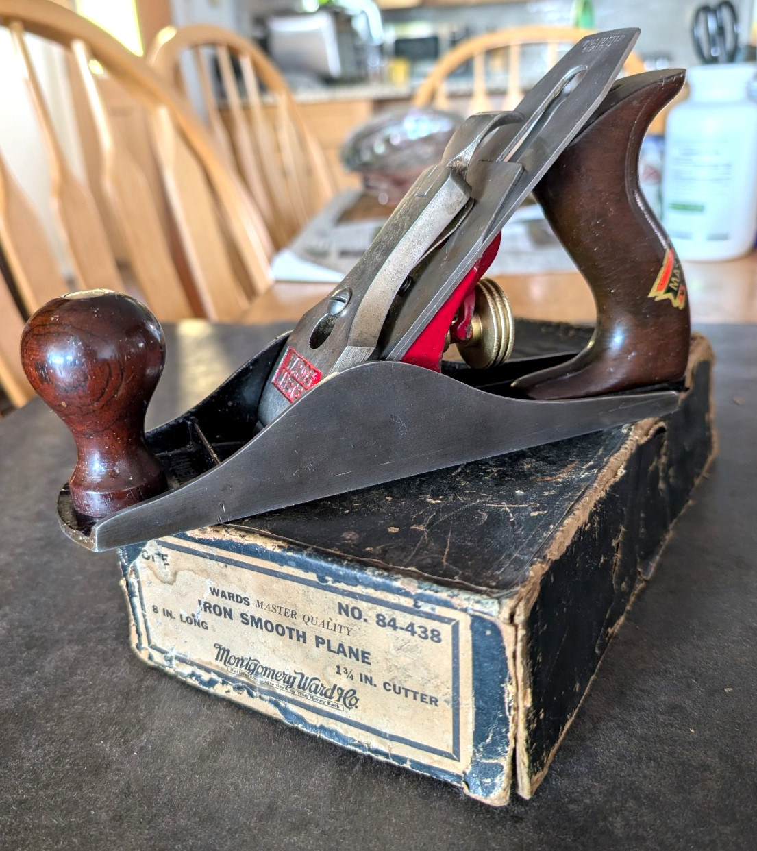 Vintage Wards Master No 3 Plane in Original Box Stunning Rosewood Tote w/ Decal