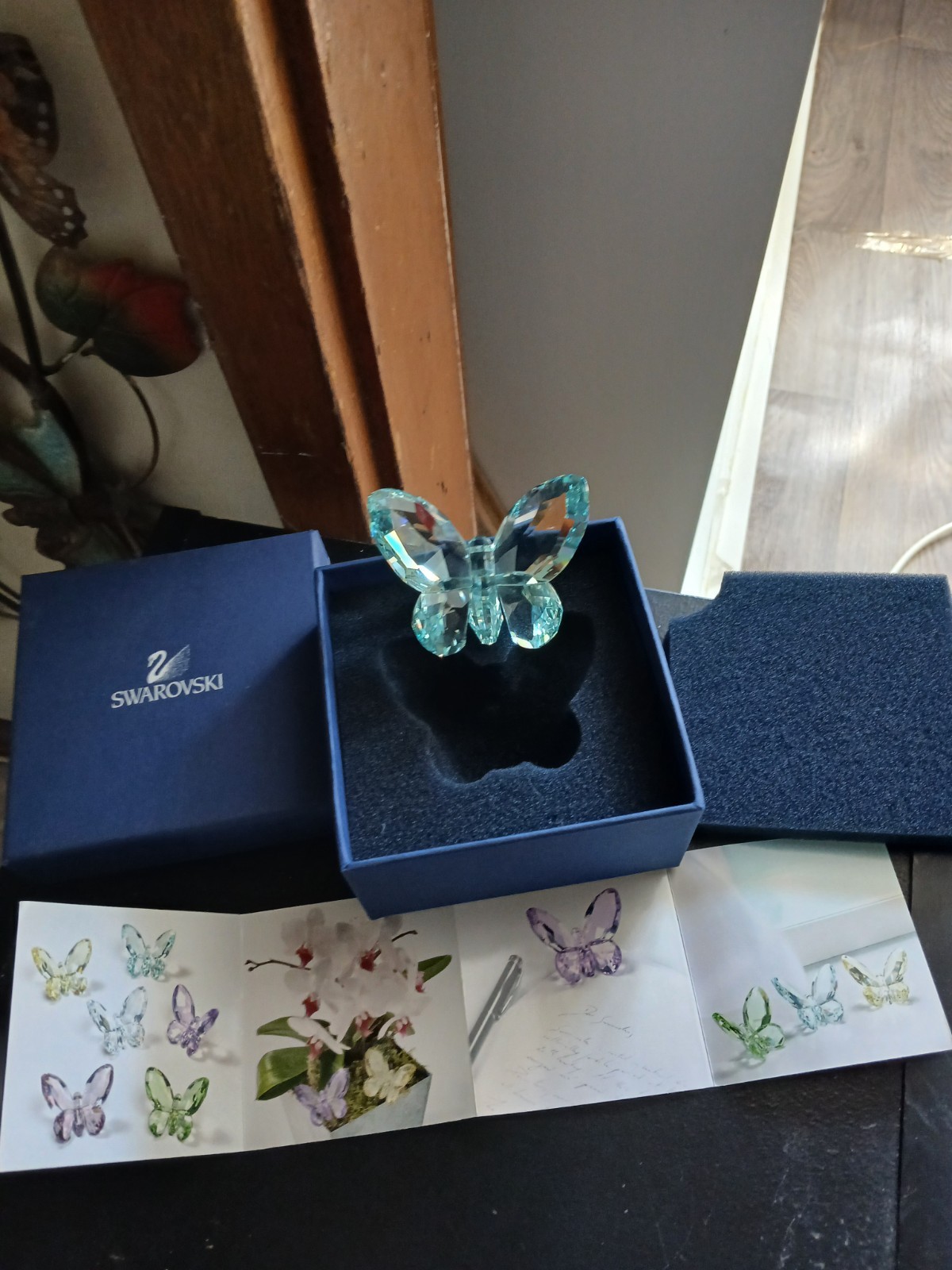 Swarovski Crystal Brilliant Butterfly Azore Blue 855762 Retired Box Pamplet