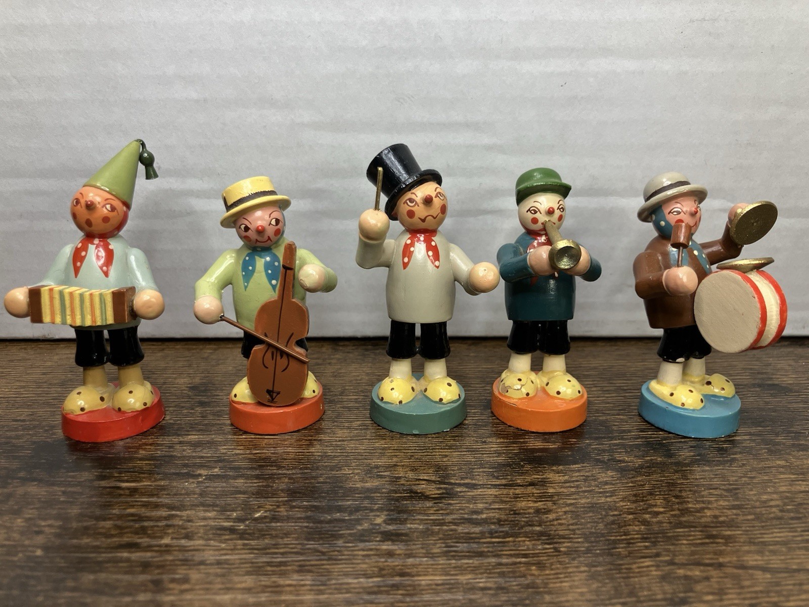 1940/50’s Erzgebirge Wooden 5 Piece Band Vtg Hand Carved German Richard Glasser