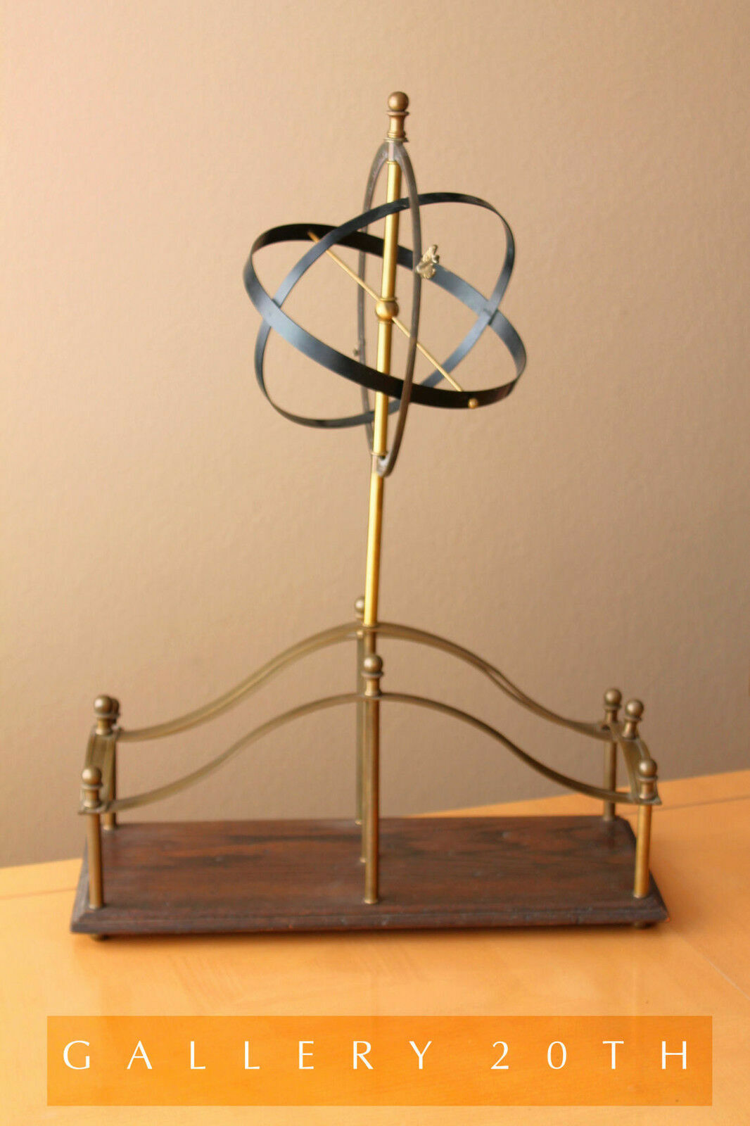 SPACE AGE ATOMIC MID CENTURY MAGAZINE RACK LARGE VTG 50S MCM WOOD BRASS ART