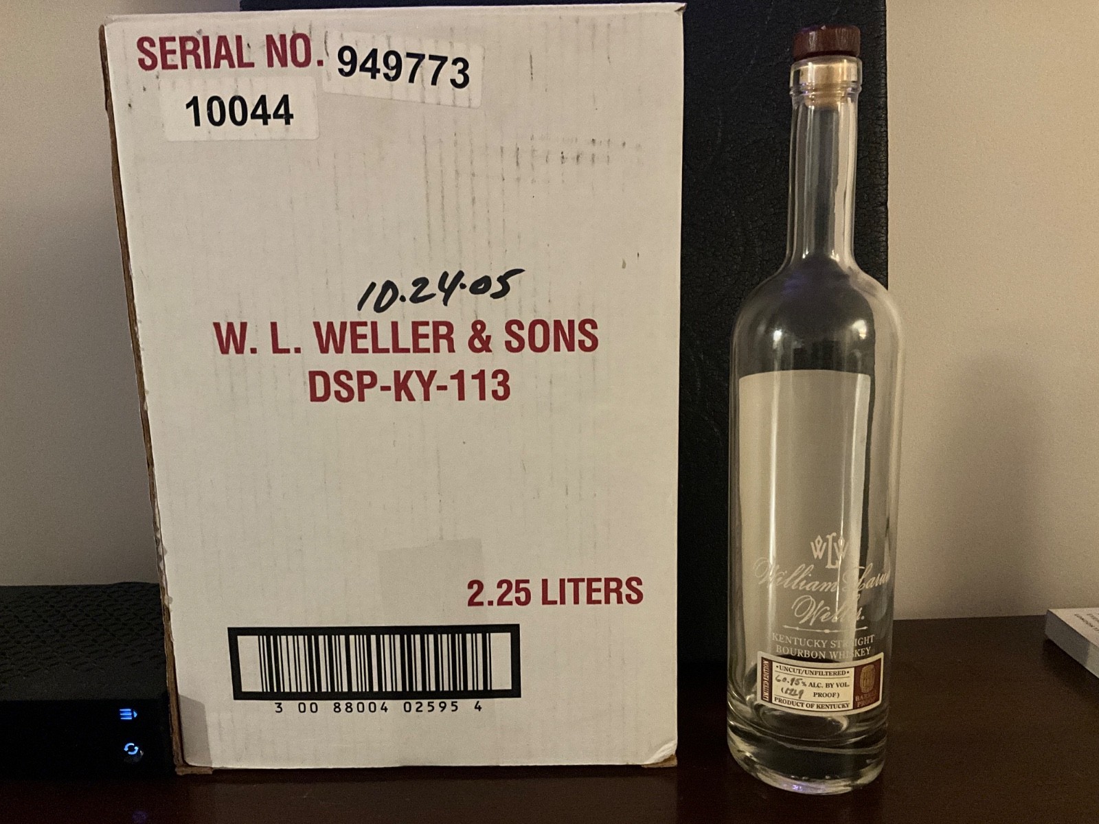 2005 William LaRue Weller 121.9 Proof EMPTY Bourbon Bottle and Original Box
