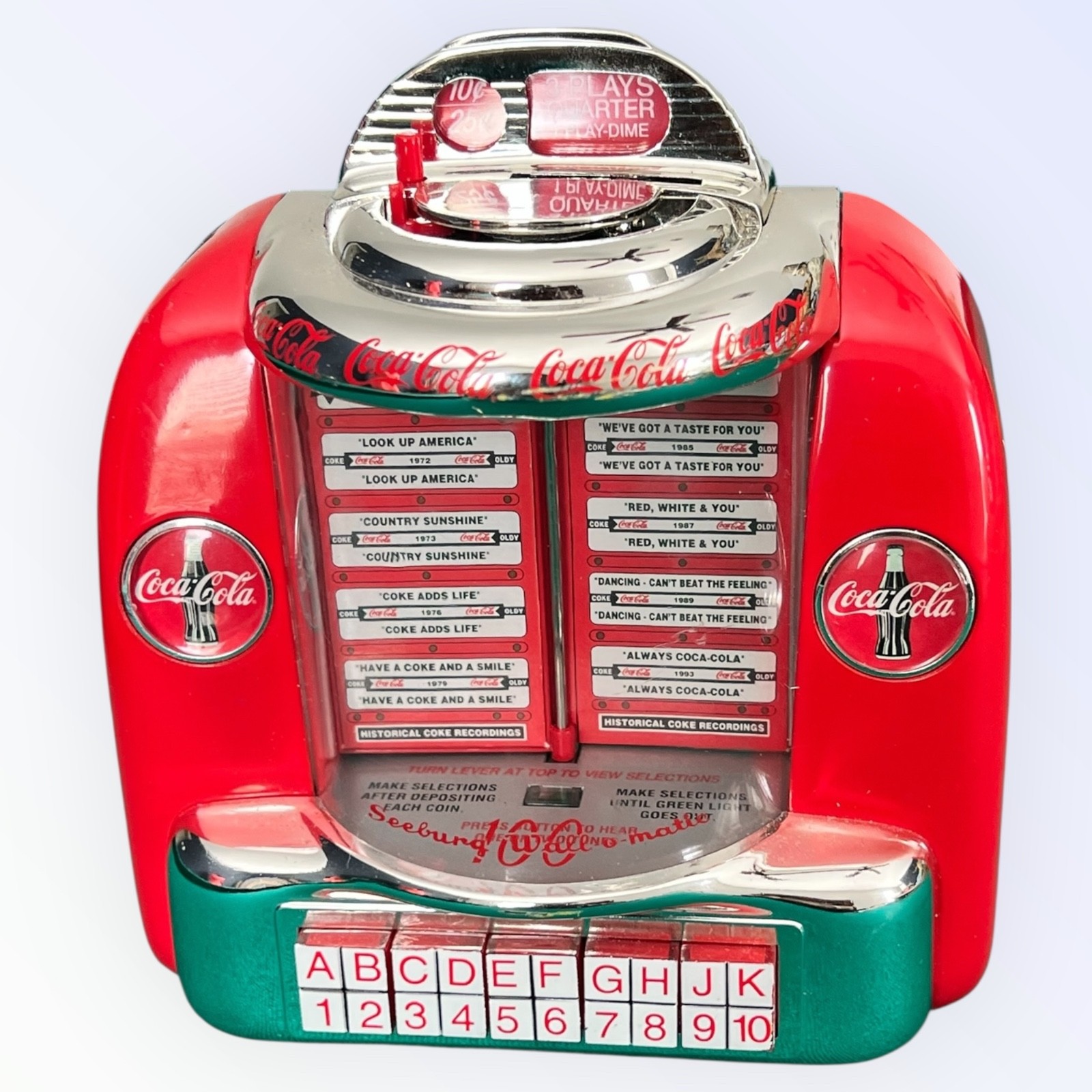 Vintage 1996 Coca‑Cola Seeburg Wall‑O‑Matic Tabletop Jukebox Musical Coin Bank