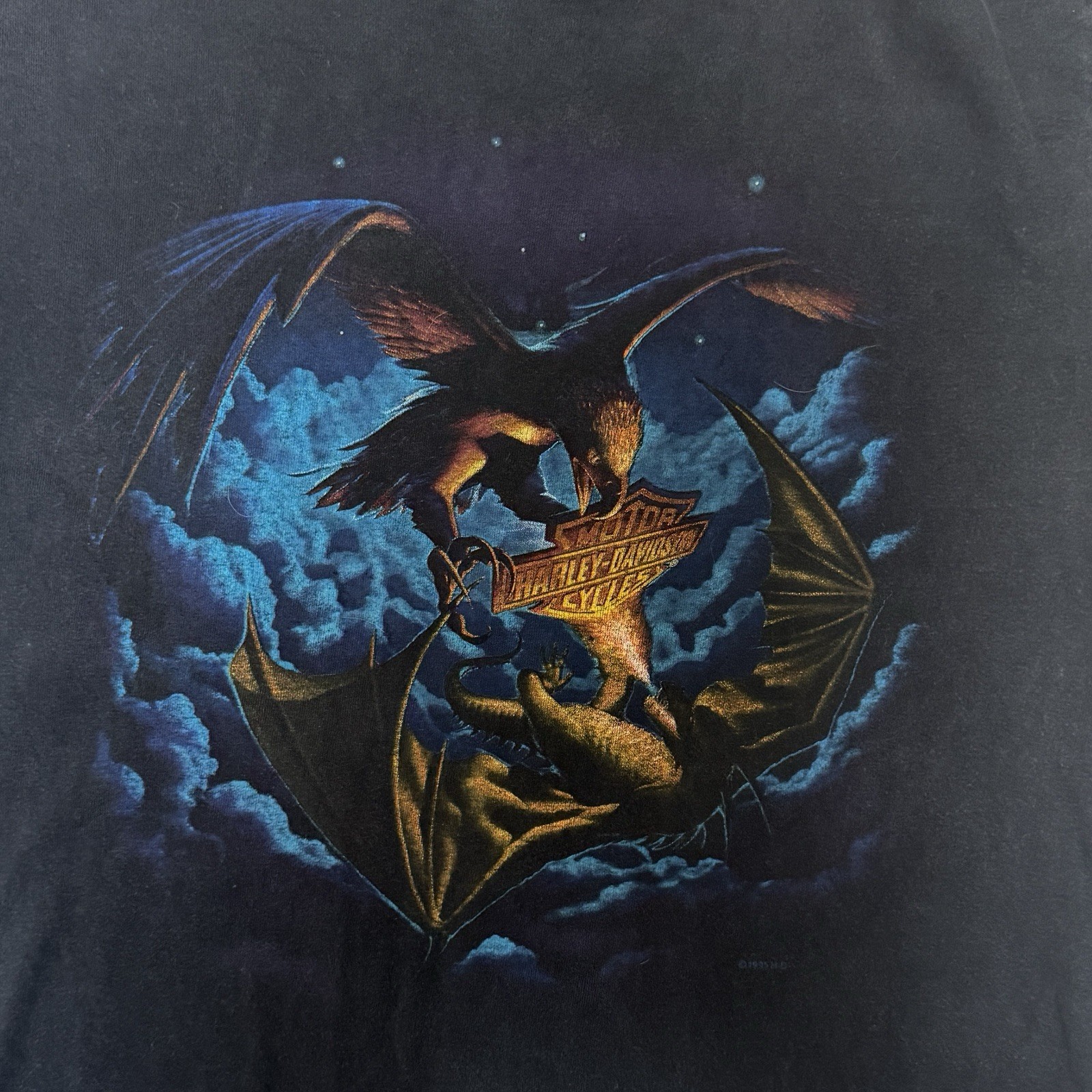 Vintage Harley Davidson Eagle Verses Dragon 1995 Graphic Size Large