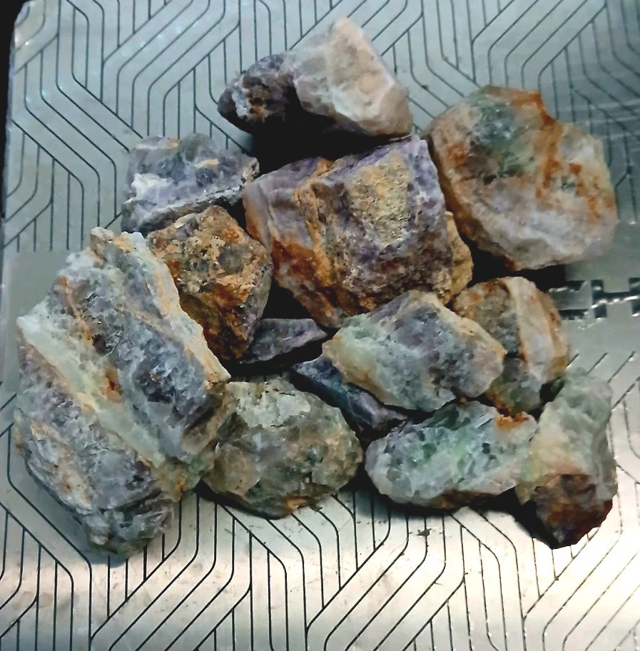 🔥1.5 lb Raw Fluorite Green Purple White Mix Large Small Pieces Lapidary Cab  