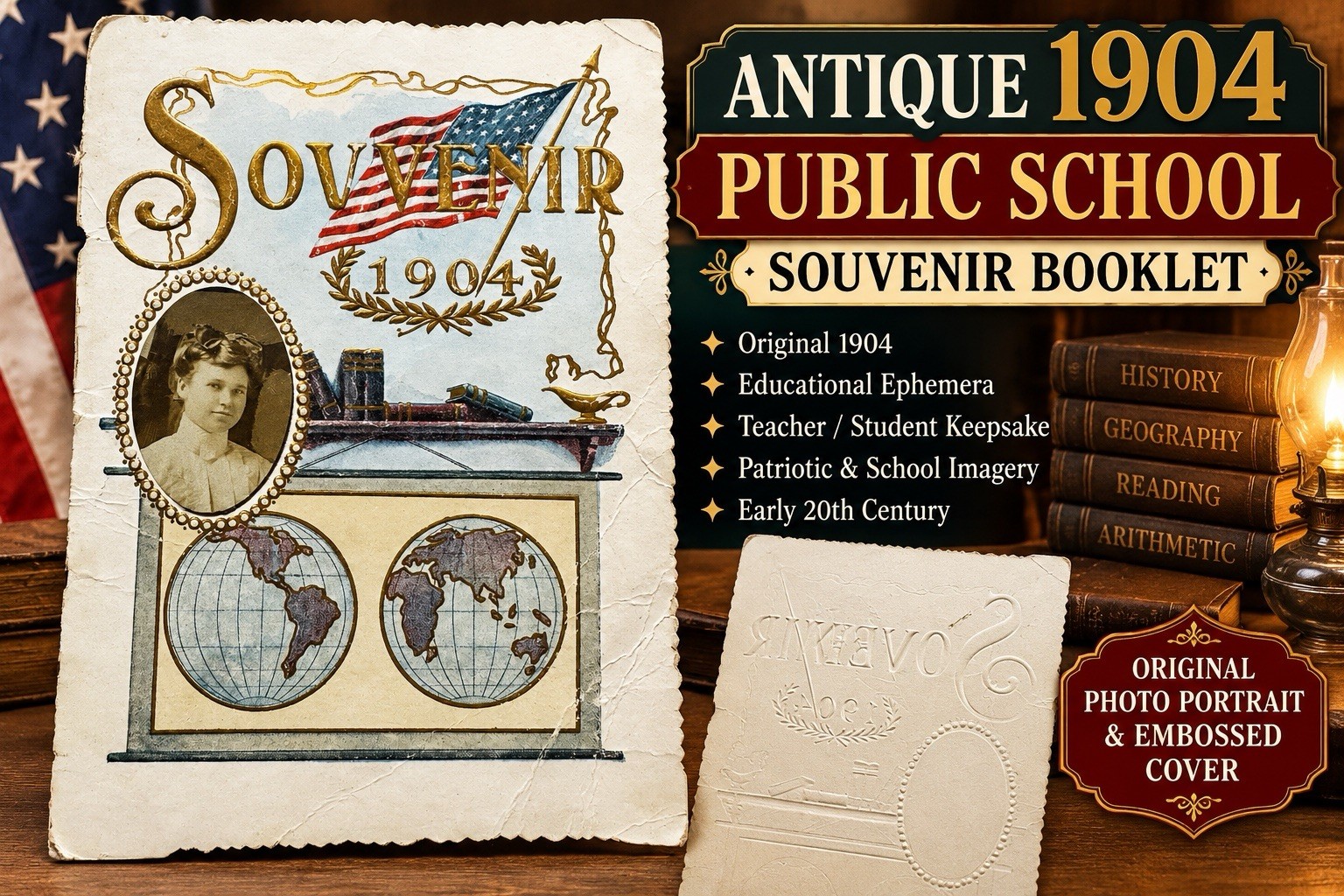 Antique 1904 Public School Souvenir Cover Embossed Teacher Student Graduation MN