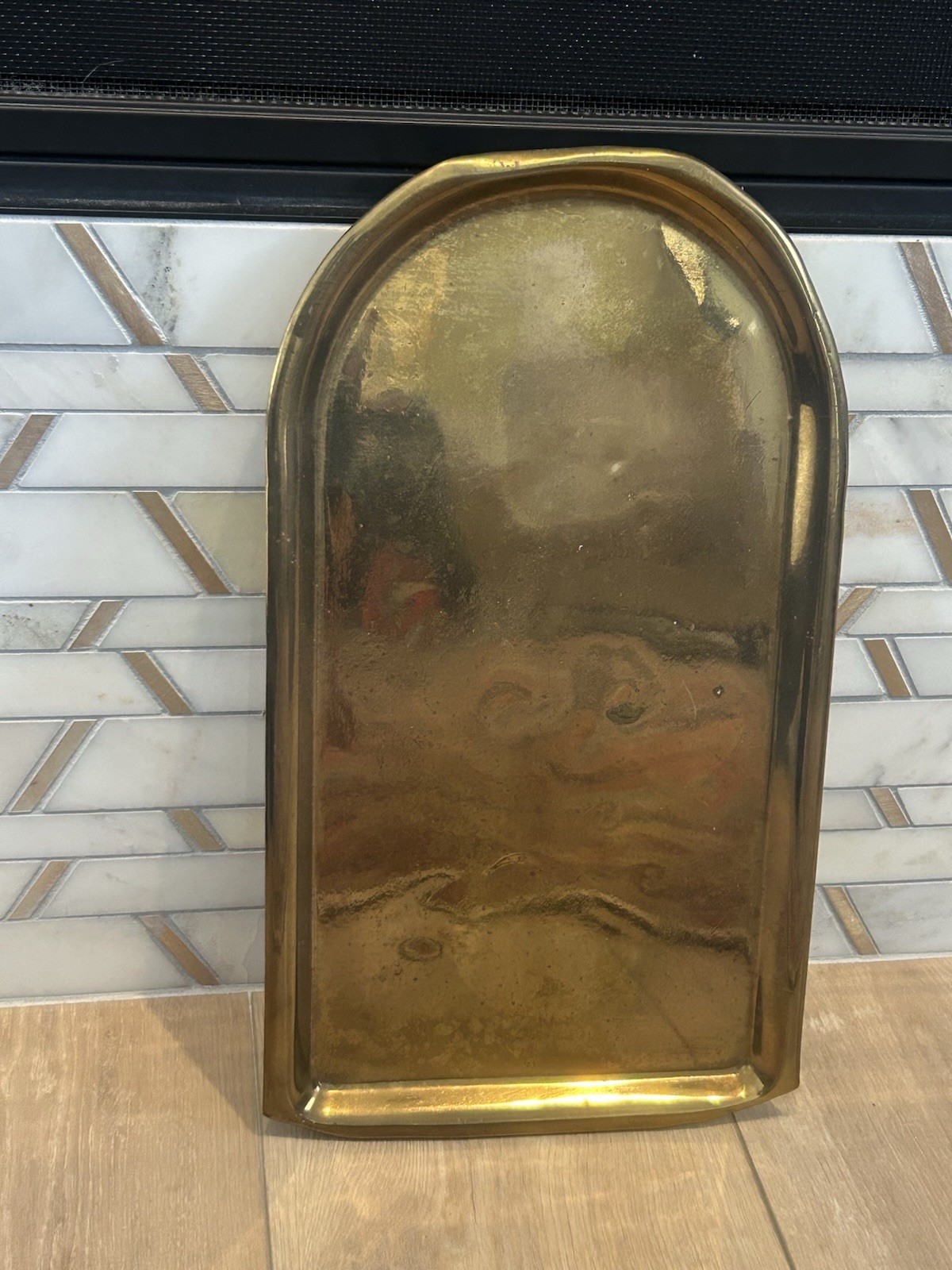 19c ANTIQUE RUSSIAN BRASS SAMOVAR TRAY 15.75” X 8.75”