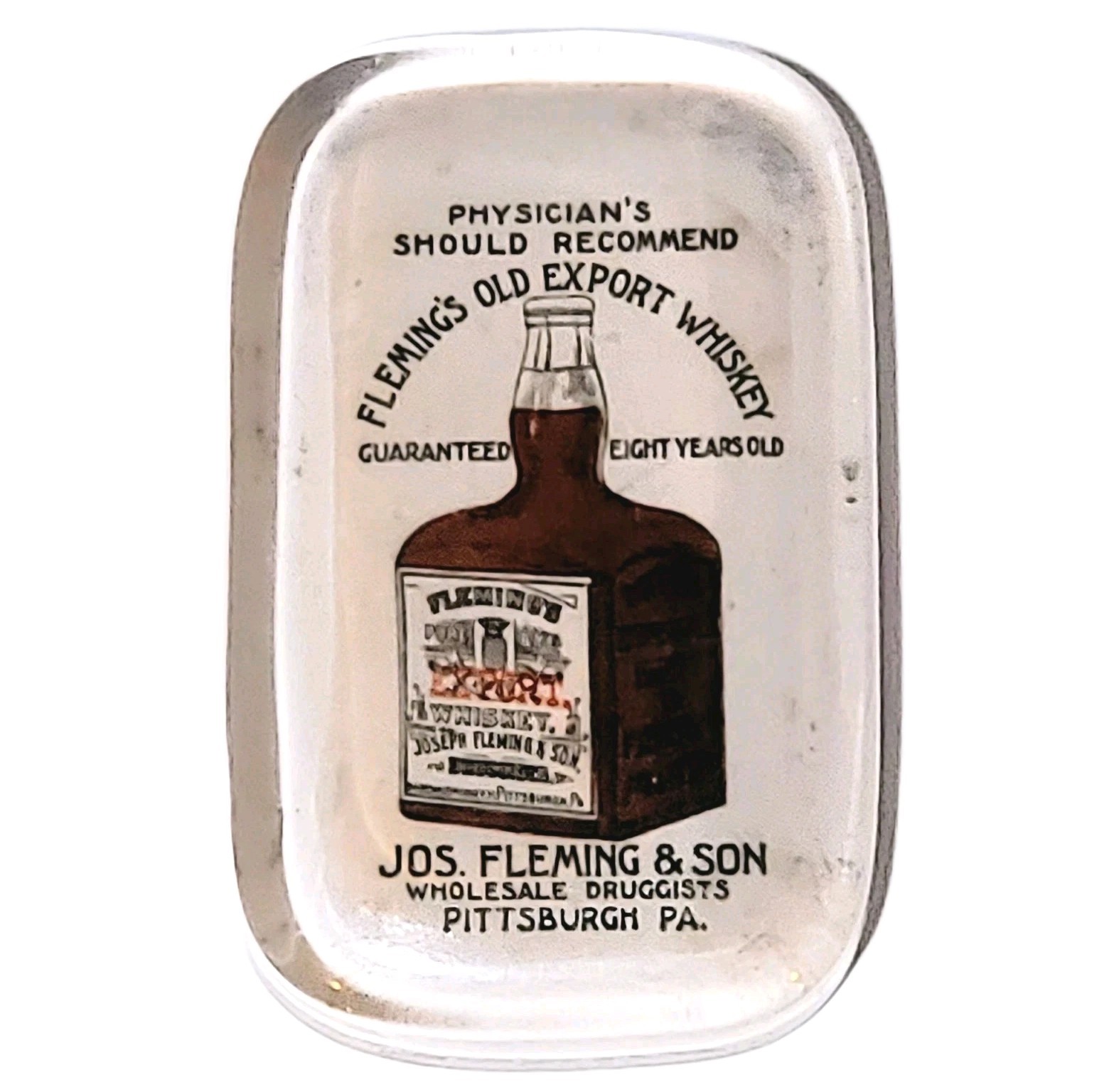 Rare Jos Fleming's Pittsburg Old Export Whiskey Prohibition Era Paperweight
