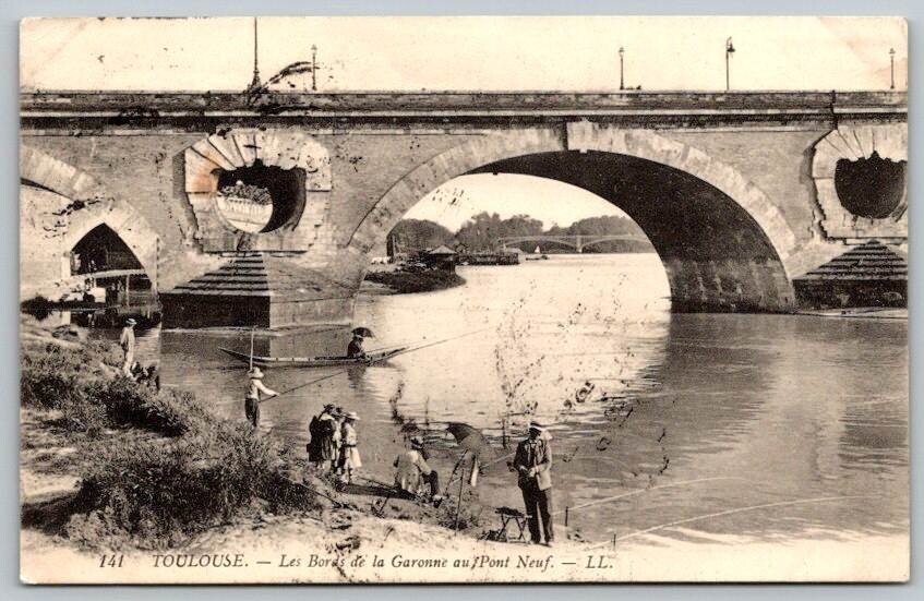 CPA (31) TOULOUSE Bords de Garonne Pont Pêcheur Pêche à la ligne Postcard
