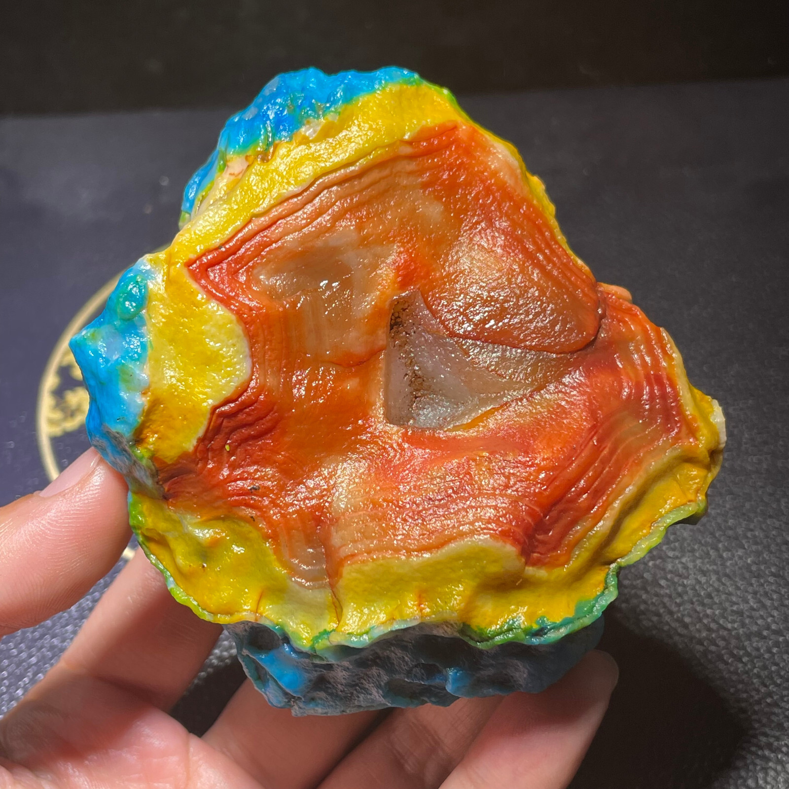296g Natural Calcified Agate Eye Crystal Unique Mineral Specimen Perfect Gift