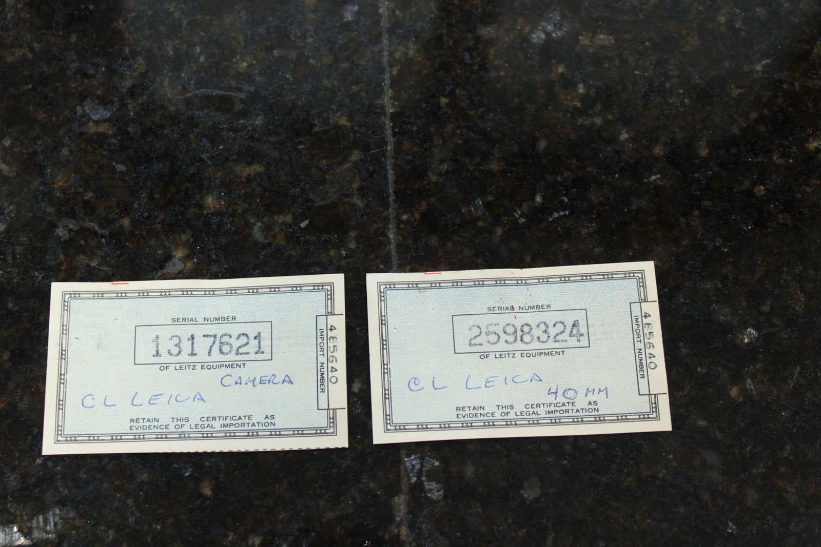 Vintage Import Certificates U.S. Customs Ca. 1960 Lot of 2