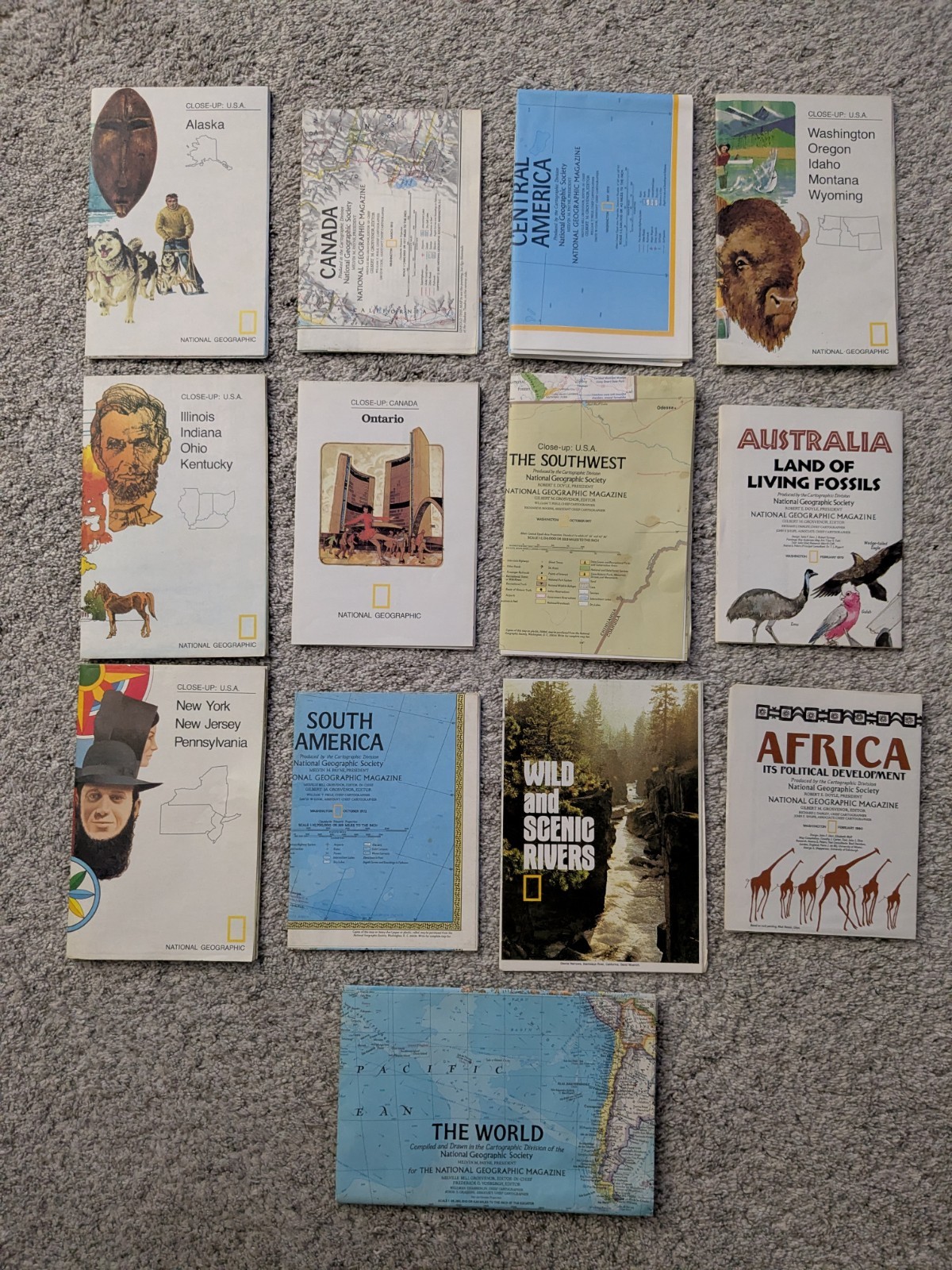 Vintage National Geographic Mixed Lot of 13  Maps from 1970s 