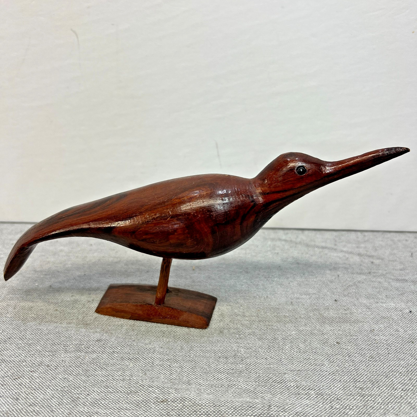 Vintage MCM Hand Carved Natural Wood Shore Bird Decoy Sculpture Display 9\